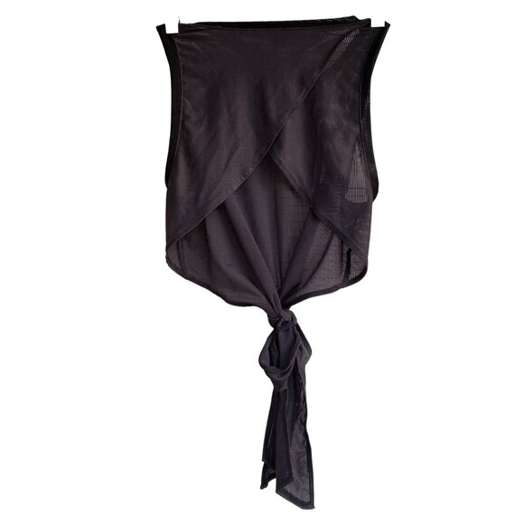 Fabletics Mesh Cropped Wrap Sexy Tank Top w/ Tie Waist XS Gray Athletic Beach - Picture 7 of 10